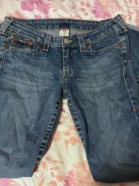 True Religion Low Rise Flared Women's Dark Blue Denim Jeans - Size 32